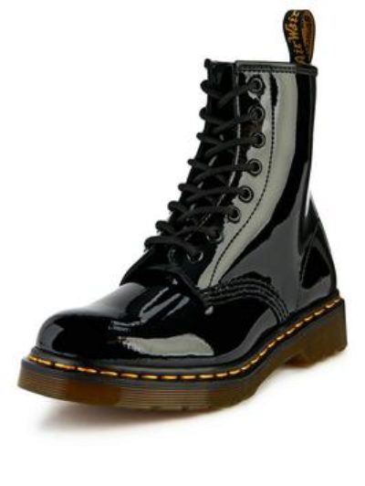 Dr Martens 8 Eyelet Leather Ankle Boots - Black Patent